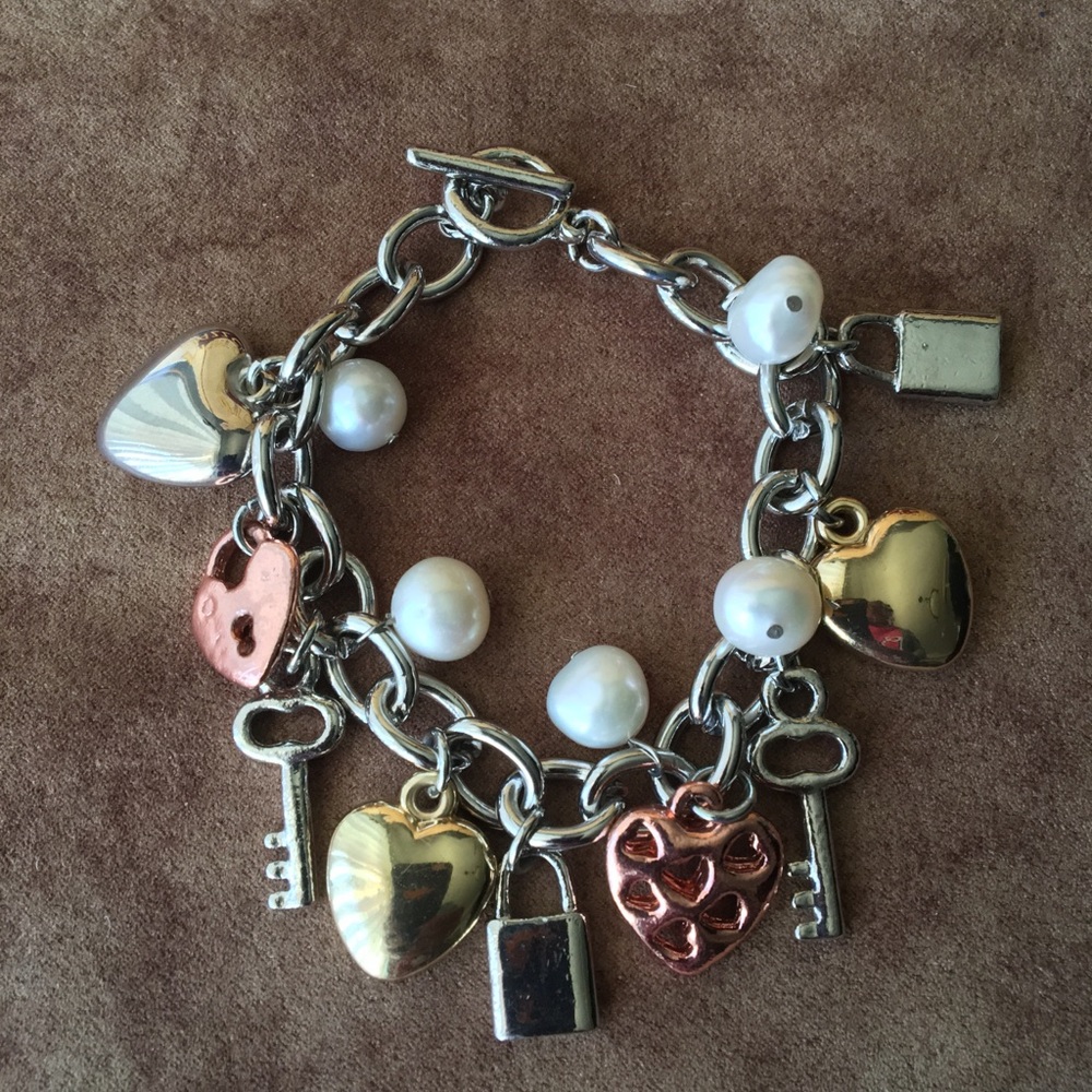 PACIFIC PEARLS NWOT AUTHENTIC FRESHWATER PEARL & RHODIUM SILVER BRACELET